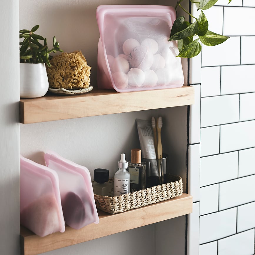 Bolsa de silicona reutilizable Stasher Stand Up Mid Rainbow, 1,5 l, rosa