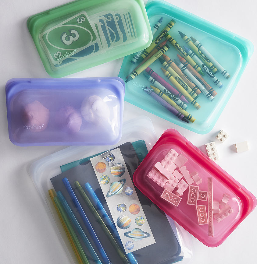 Bolsa de silicona Stasher, 1,9 L, transparente