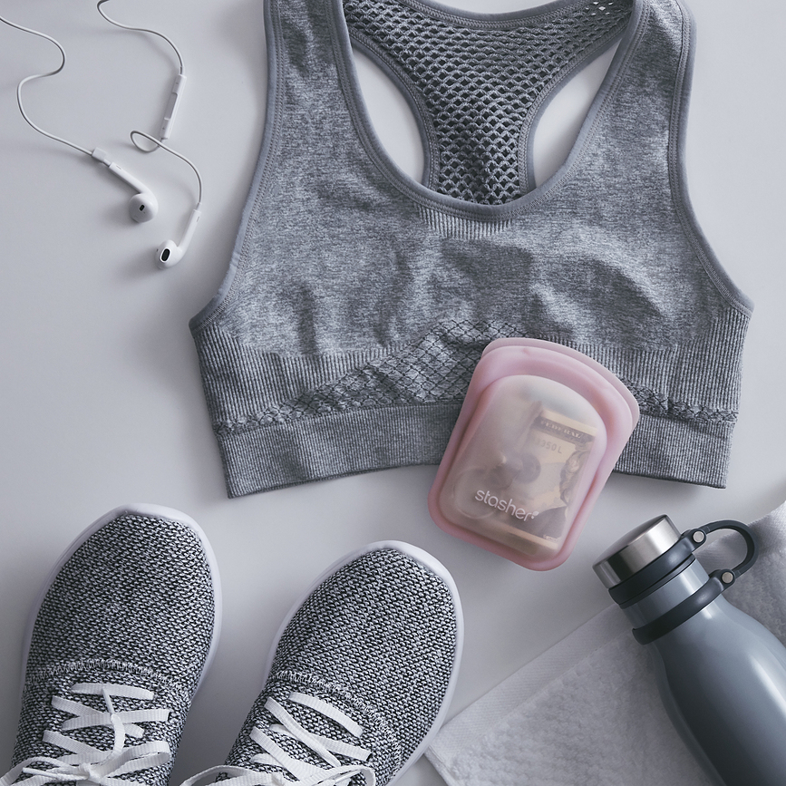 Stasher Sachets pour snacks en silicone, transparent et marine, Lot de 2