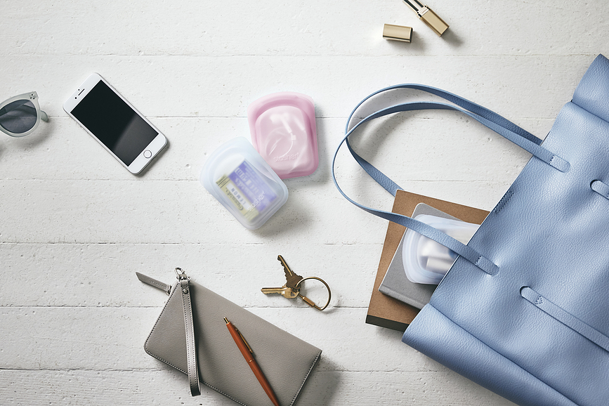 Stasher Sachets pour snacks en silicone, transparent et marine, Lot de 2