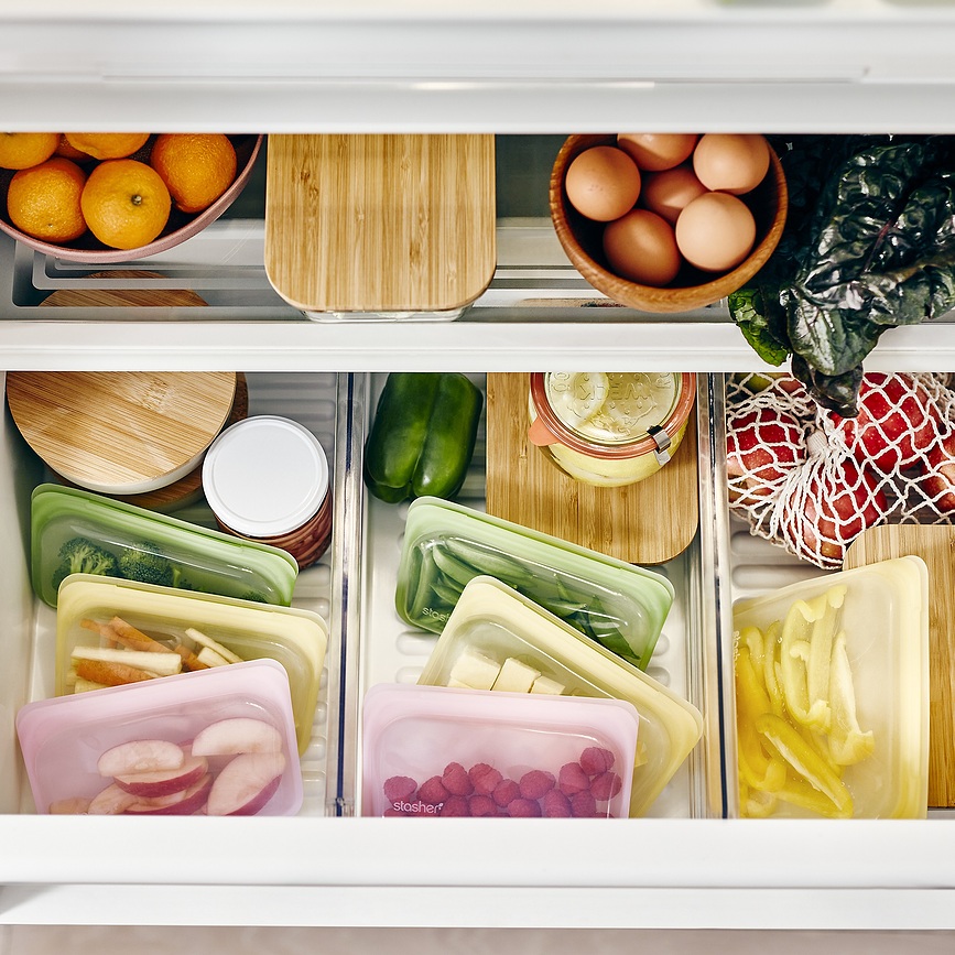 Stasher Rainbow Vrečka za prigrizke, silikonska, sivkina