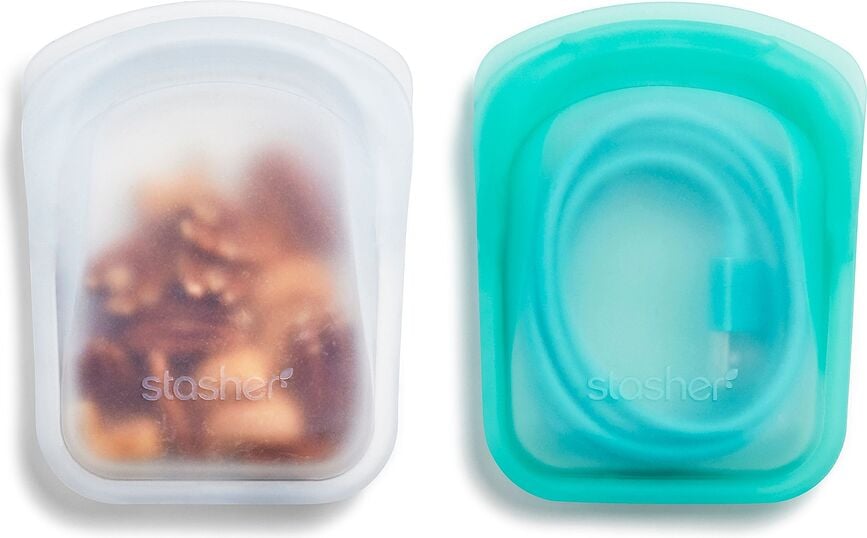 Stasher Silikonbeutel für kleine Snacks transparent und meeresblau 2 St.