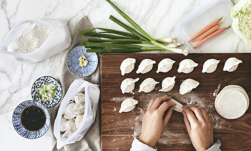 Stasher Vrečka za shranjevanje hrane, silikonska, stoječa, prozorna