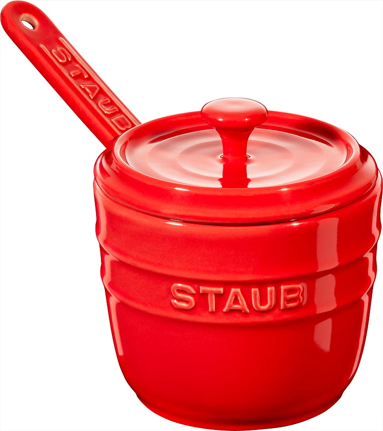 Druskos indas Staub su šaukštu raudonos spalvos 250 ml