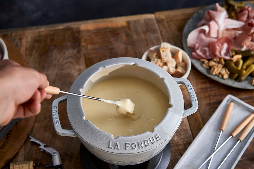 Set de Fondue Staub, 20 cm, trufa blanca, Set de 10 piezas