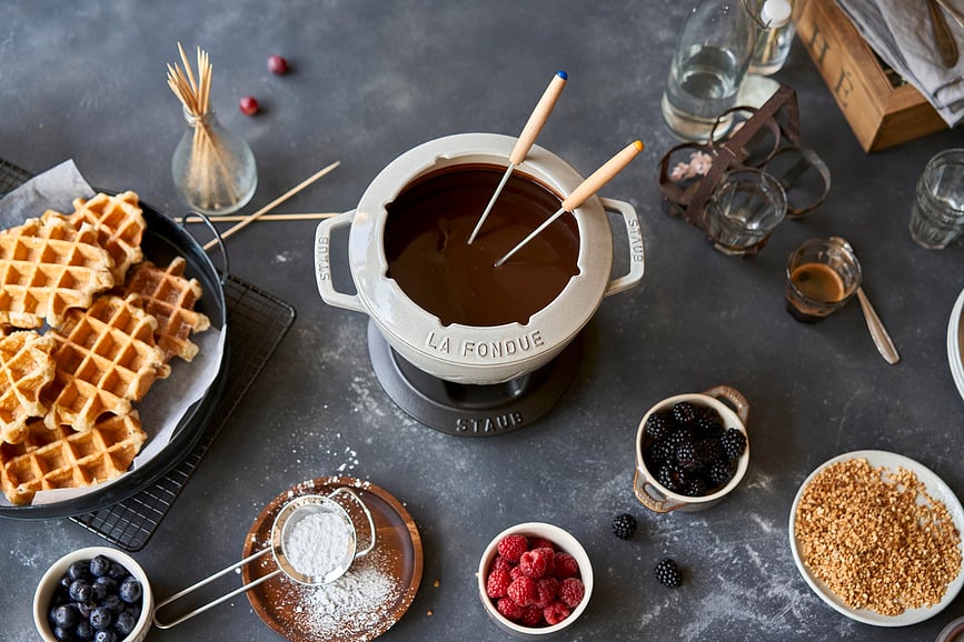 Set de Fondue Staub, 20 cm, trufa blanca, Set de 10 piezas