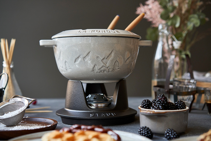 Set de Fondue Staub, 20 cm, trufa blanca, Set de 10 piezas