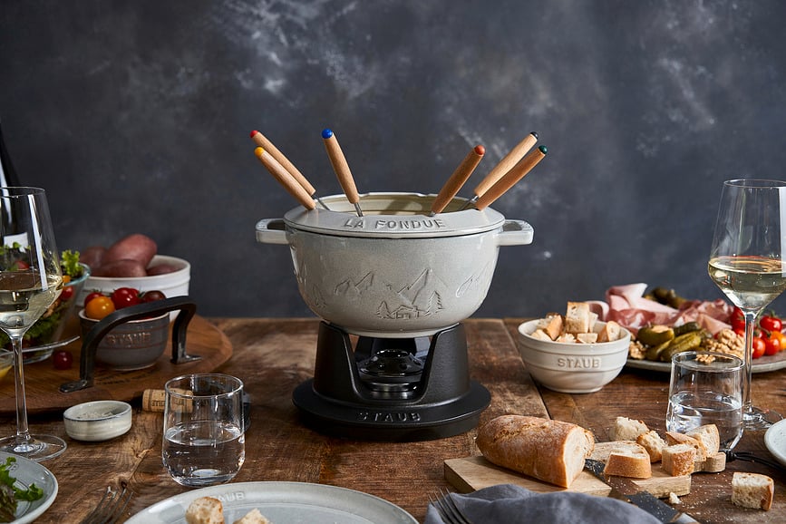 Set de Fondue Staub, 20 cm, trufa blanca, Set de 10 piezas