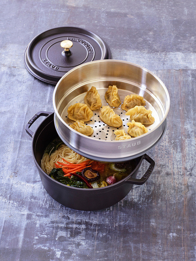 La Cocotte gryde 3,8 l, grafit, støbejern, med dampindsats