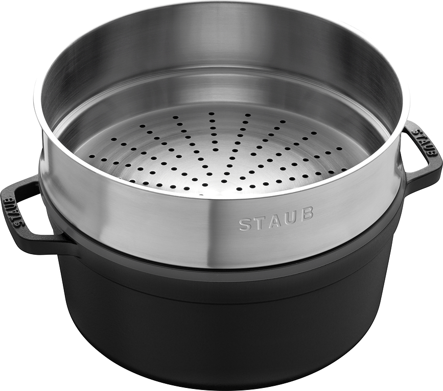 La Cocotte gryde 3,8 l, grafit, støbejern, med dampindsats
