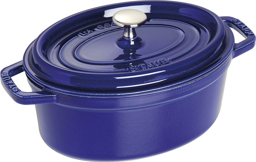 La Cocotte Topf 2,35 l oval blau aus Gusseisen gefertigt