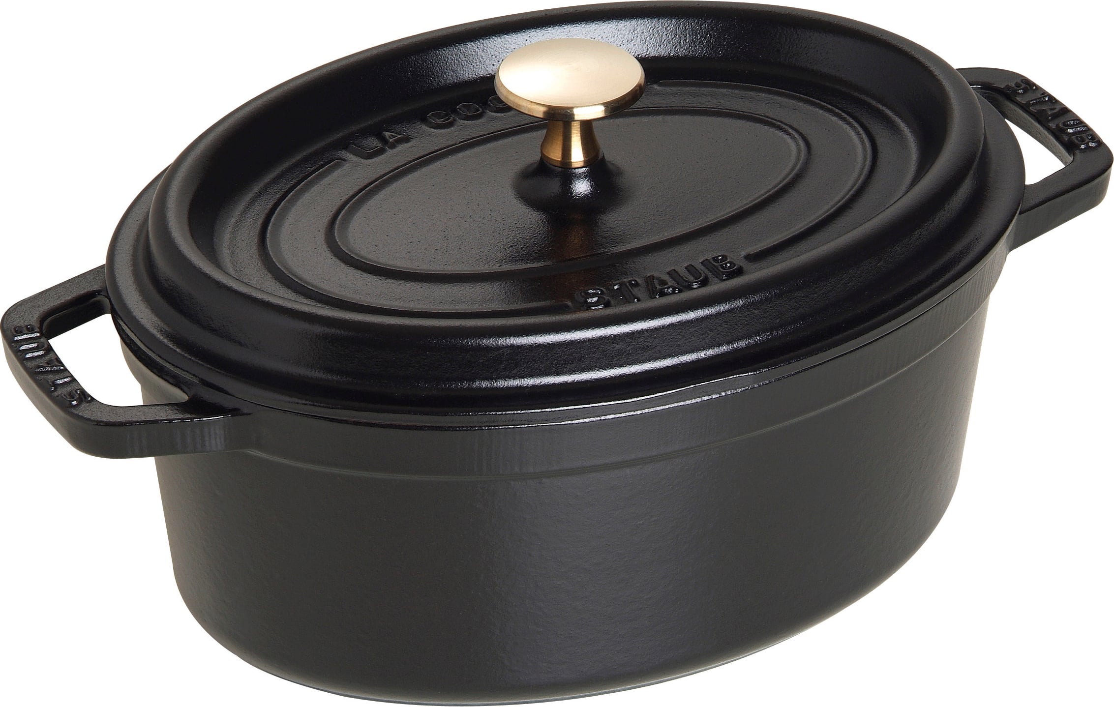 La Cocotte Topf 2,35 l oval schwarz aus Gusseisen gefertigt