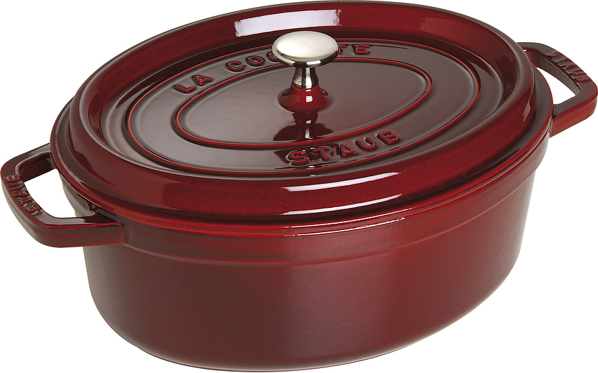 La Cocotte Topf 3,2 l oval Grenadine aus Gusseisen gefertigt