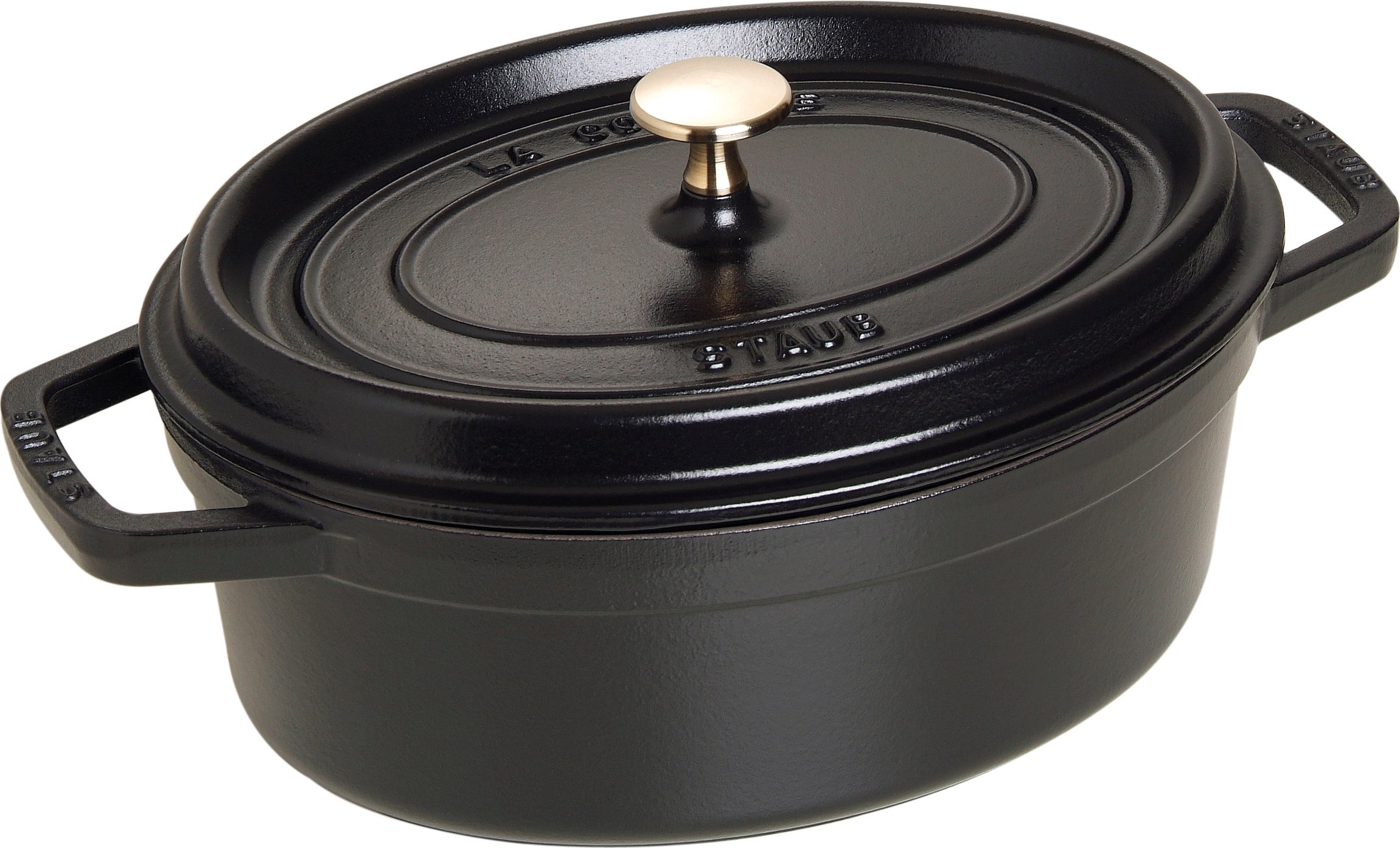 La Cocotte Topf 3,2 l oval schwarz aus Gusseisen gefertigt