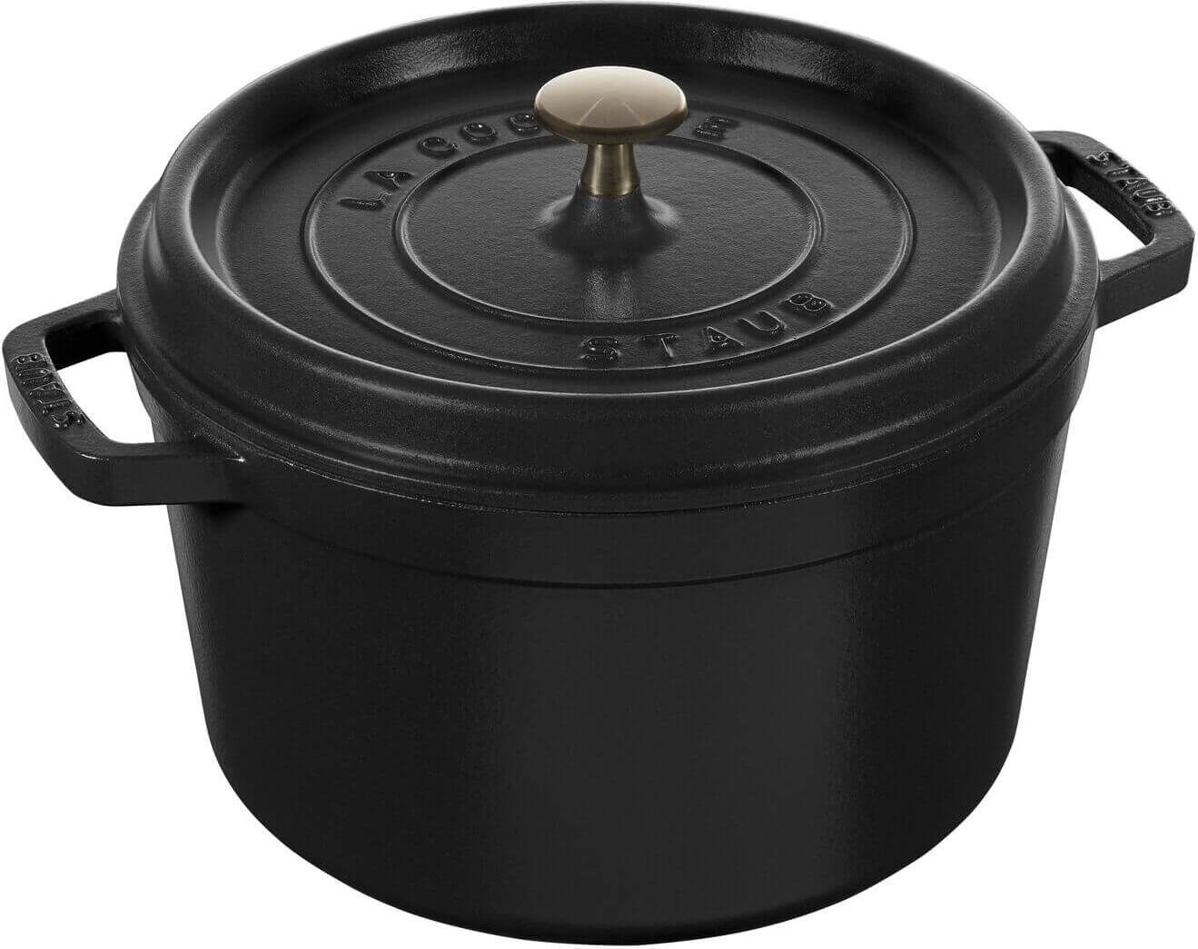 La Cocotte Topf 4,8 l hoch schwarz aus Gusseisen gefertigt