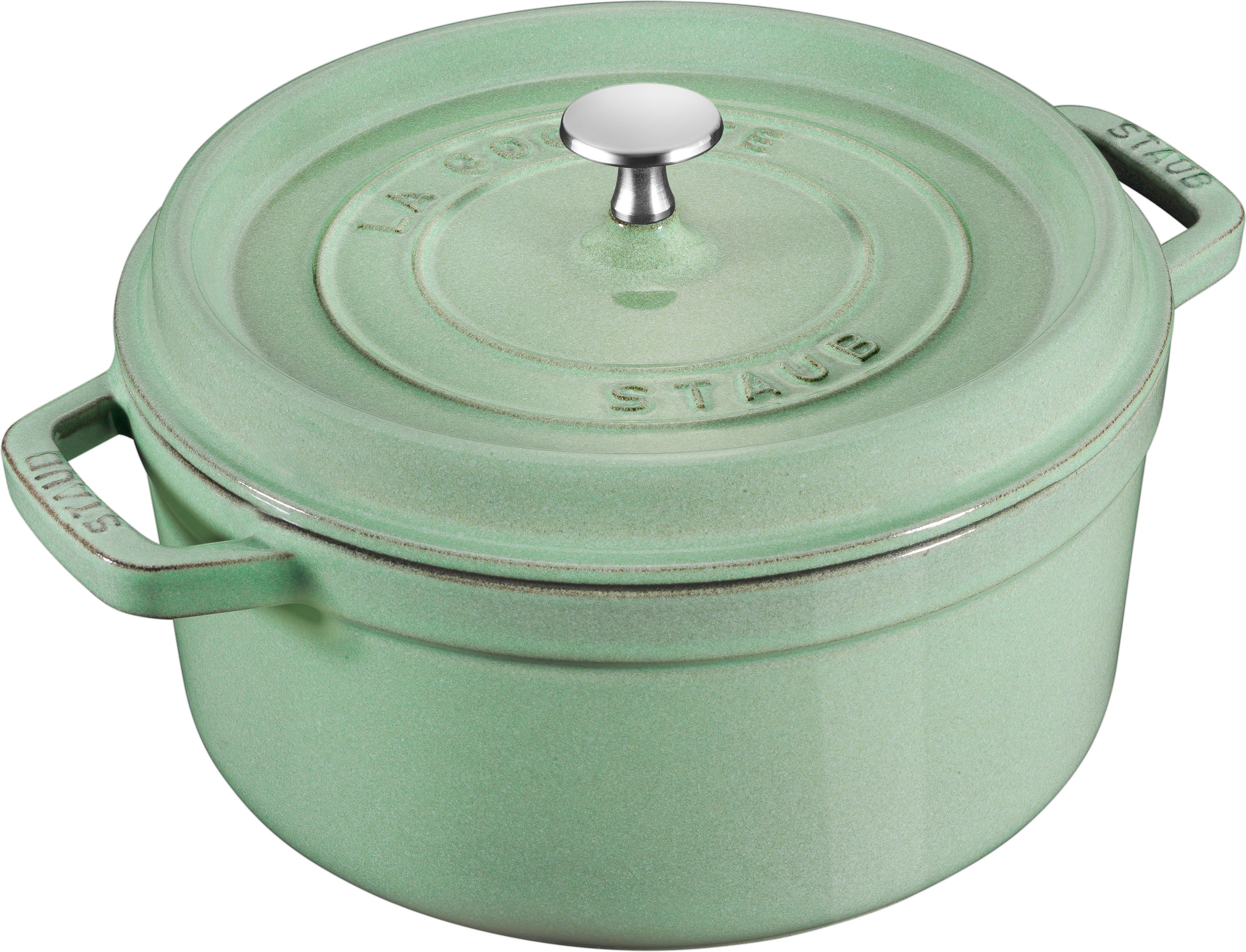 La Cocotte Topf 5,2 l mintgrün aus Gusseisen gefertigt