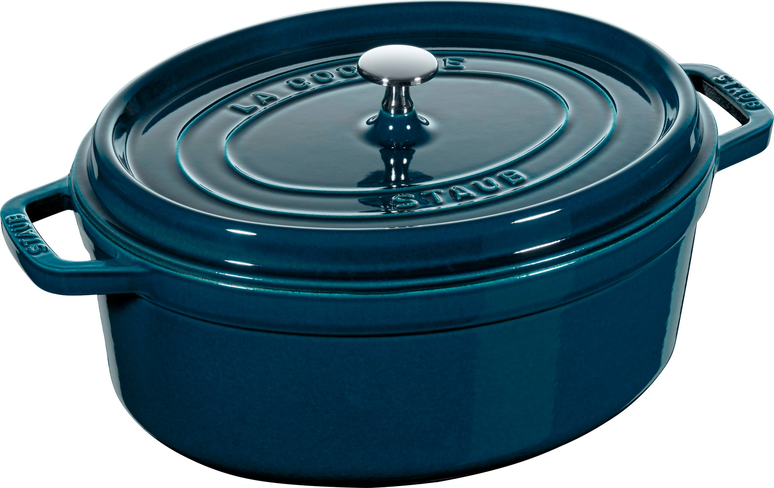 La Cocotte Topf 5,5 l oval meerblau aus Gusseisen gefertigt