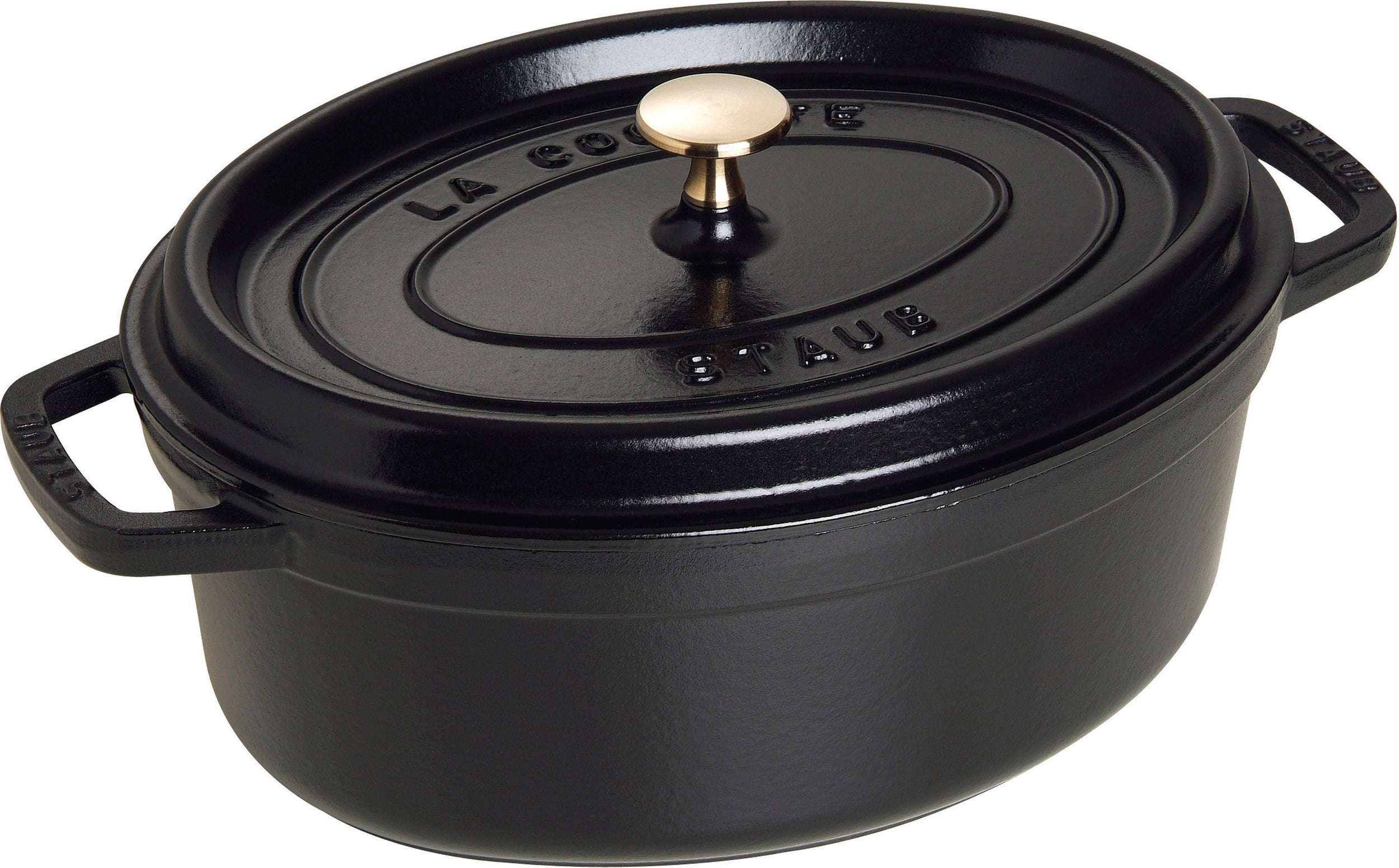 La Cocotte Topf 5,5 l oval schwarz aus Gusseisen gefertigt