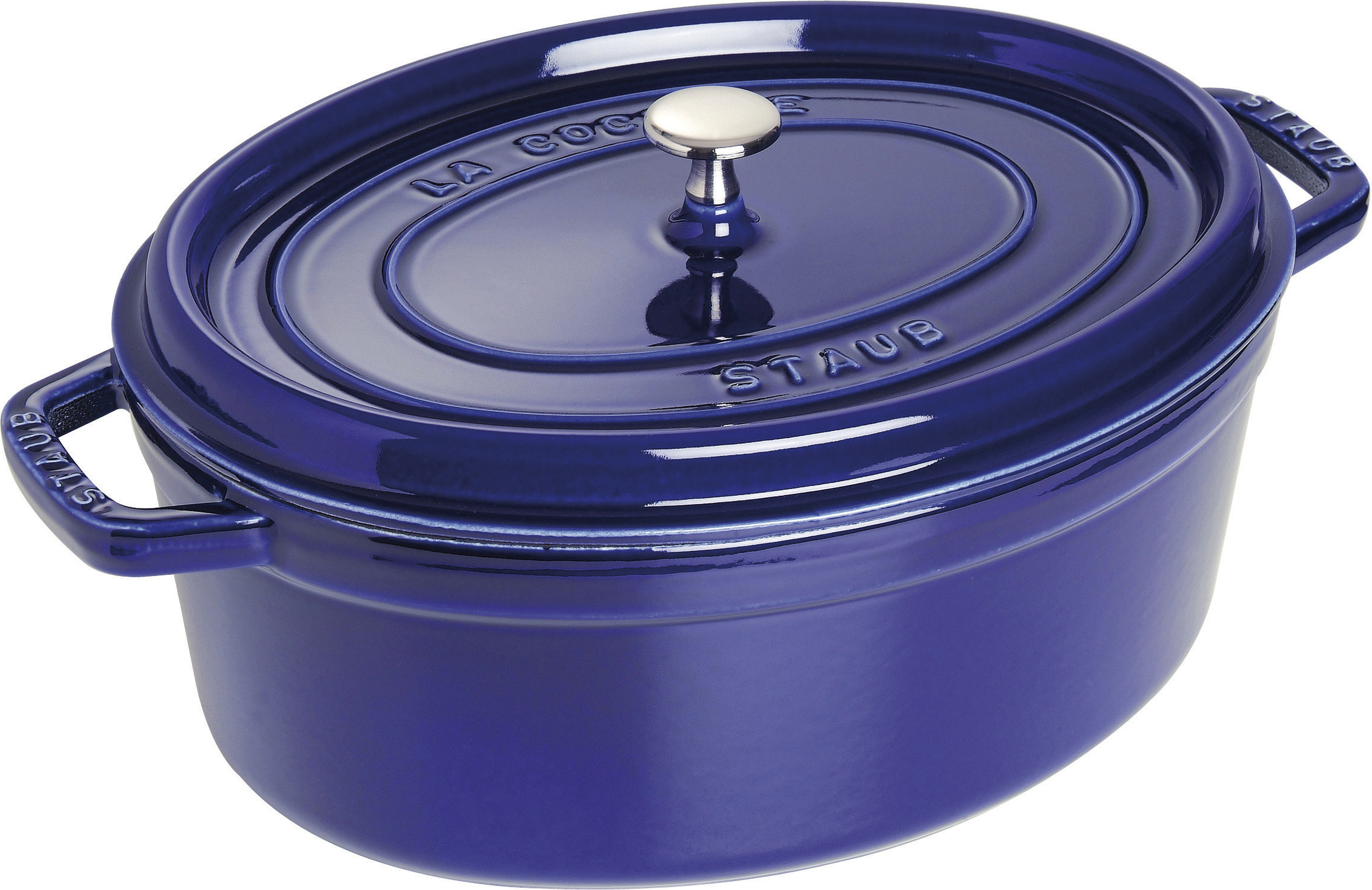 La Cocotte Topf 6,7 l oval blau aus Gusseisen gefertigt