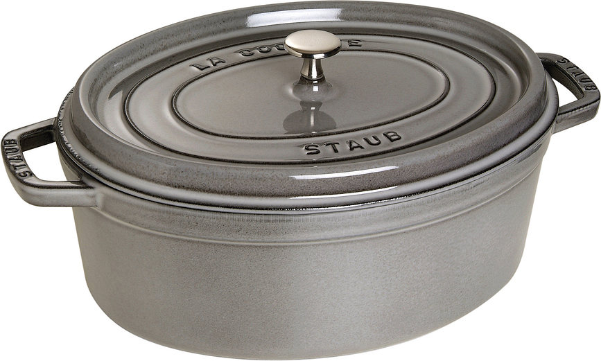 La Cocotte Topf 6,7 l oval graphitfarbig aus Gusseisen gefertigt