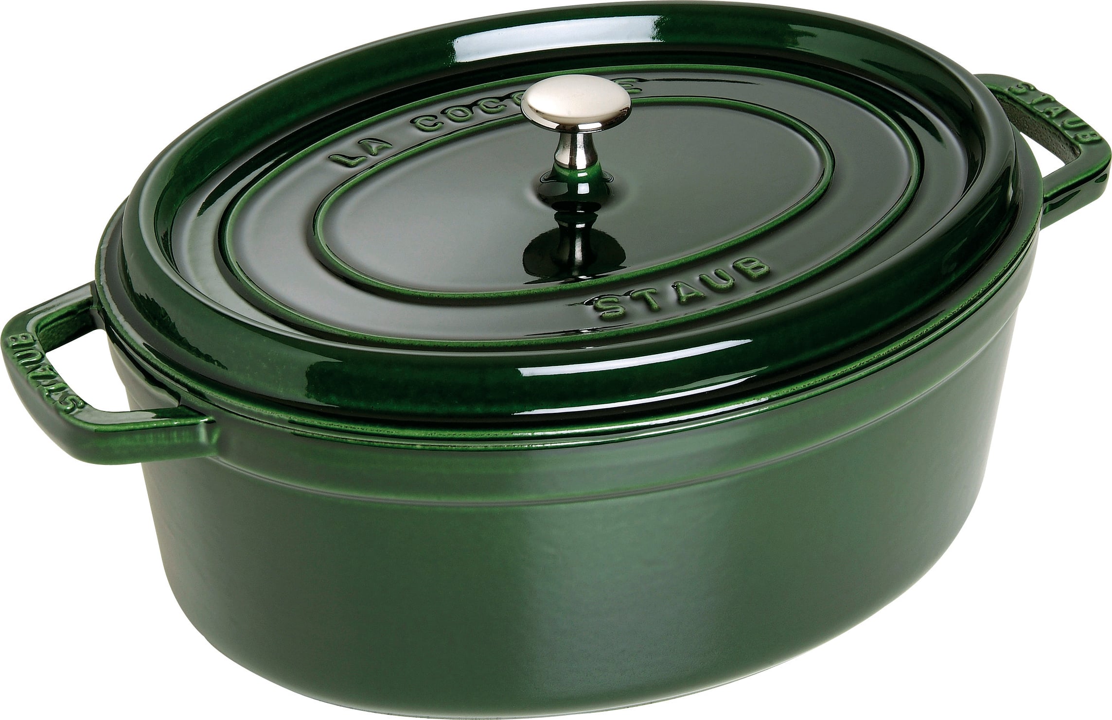 La Cocotte Topf 6,7 l oval grün aus Gusseisen gefertigt