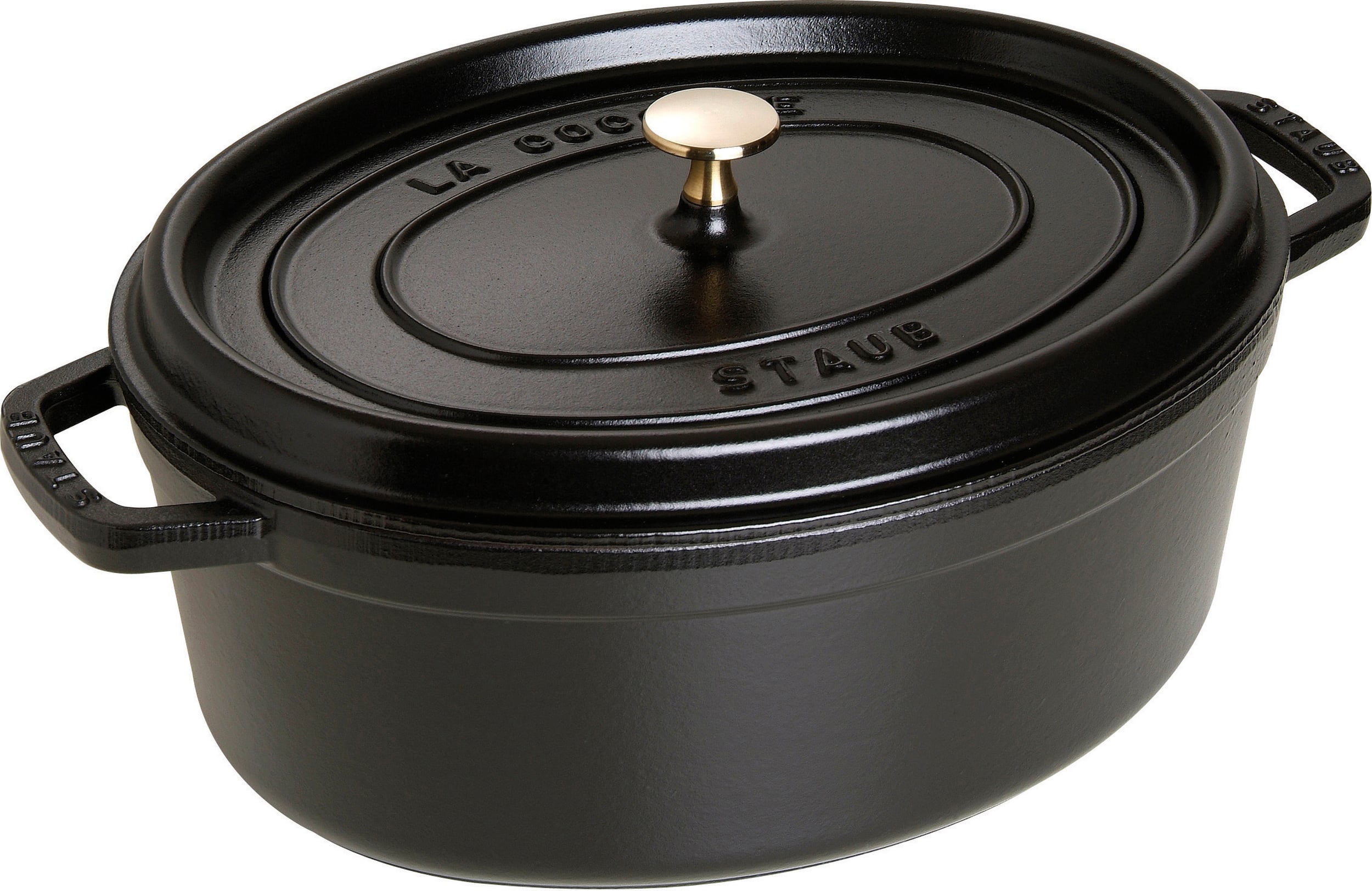 La Cocotte Topf 6,7 l oval schwarz aus Gusseisen gefertigt