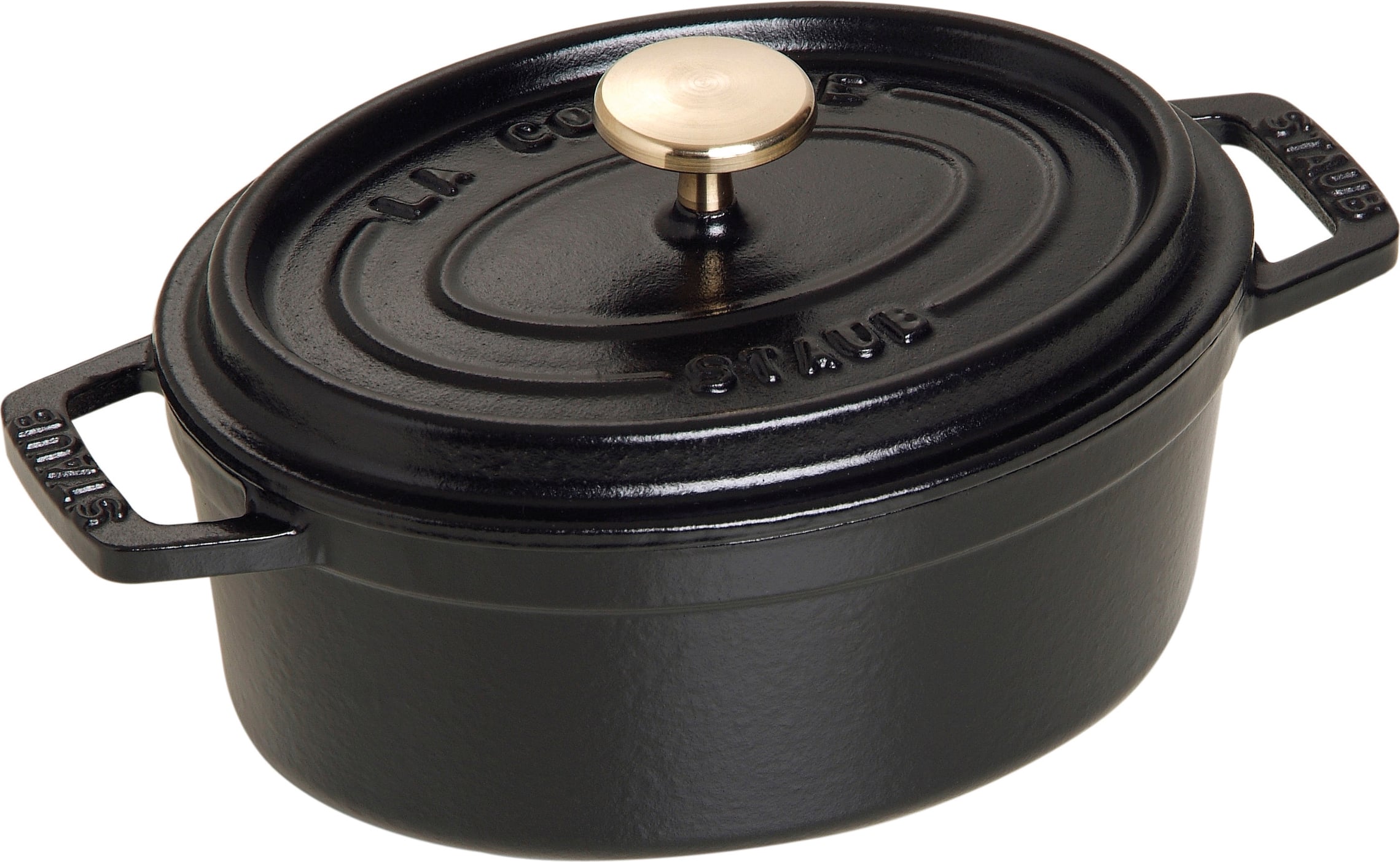 La Cocotte Topf 600 ml oval schwarz aus Gusseisen gefertigt