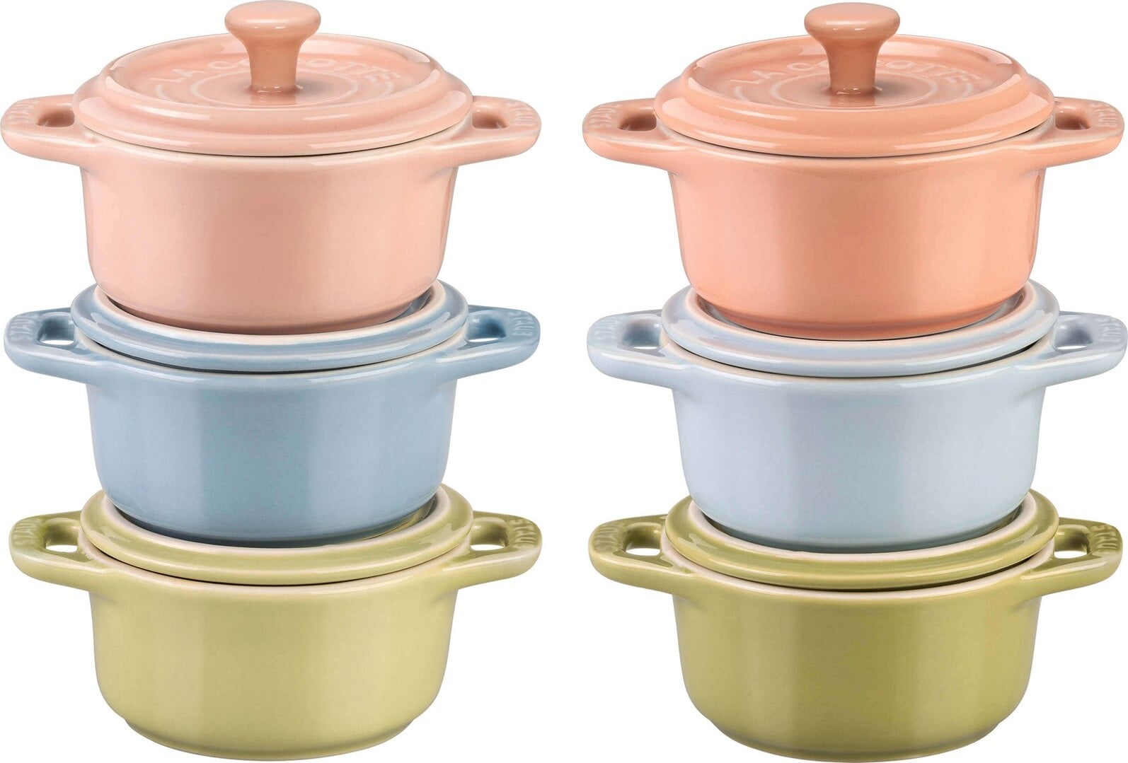 Mini Cocotte Auflaufformen und Servierschalen 200 ml, farbig, 6 St.