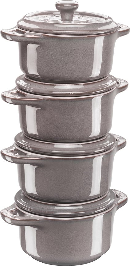 Mini Cocotte Geschirr zum Backen und Servieren 200 ml grau 4 St.