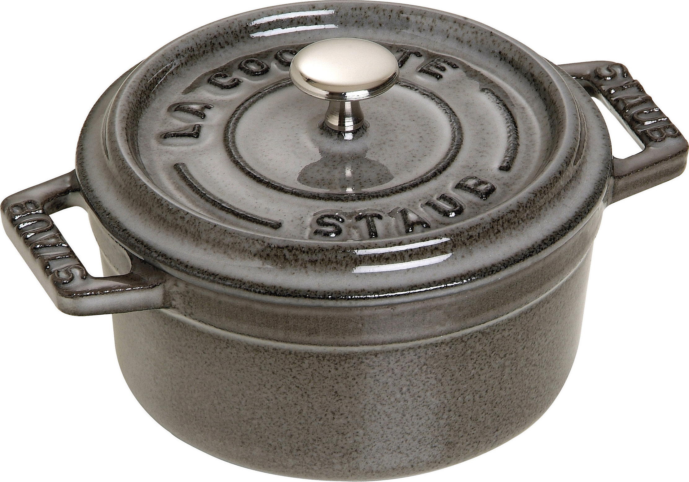 Mini Cocotte Topf 250 ml graphitfarbig aus Gusseisen gefertigt