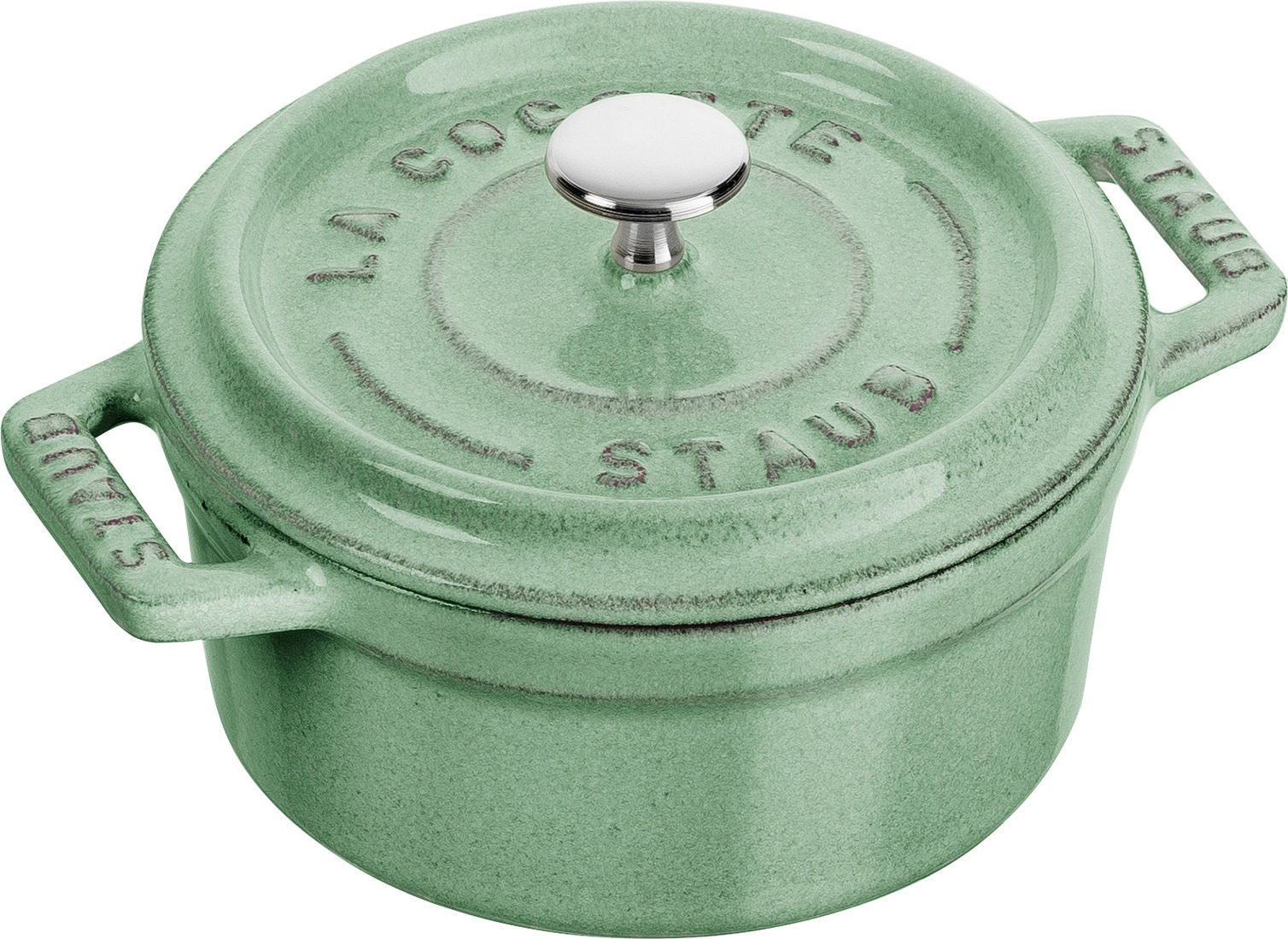Mini Cocotte Topf 250 ml mintgrün aus Gusseisen gefertigt