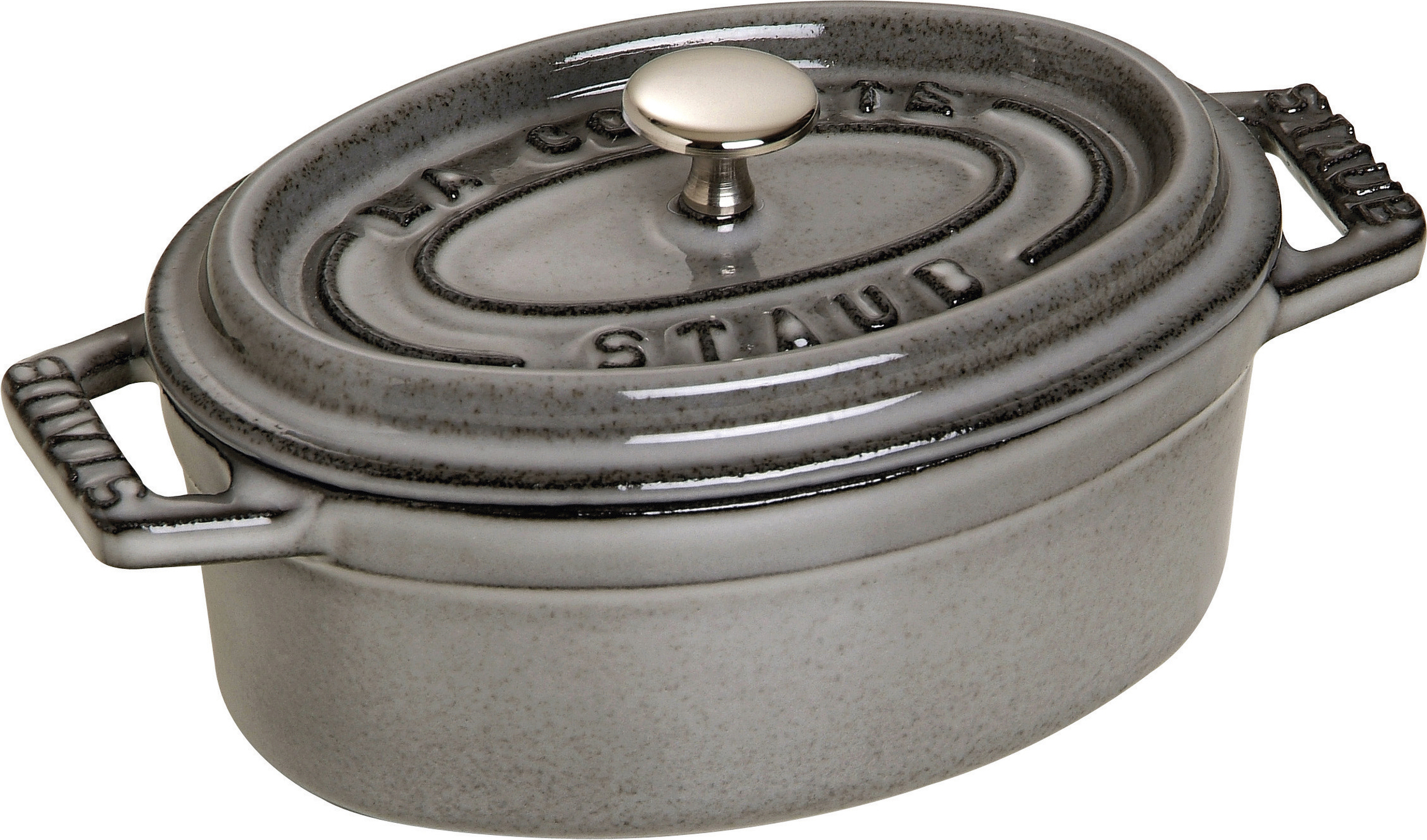 Mini Cocotte Topf 250 ml oval graphitfarbig
