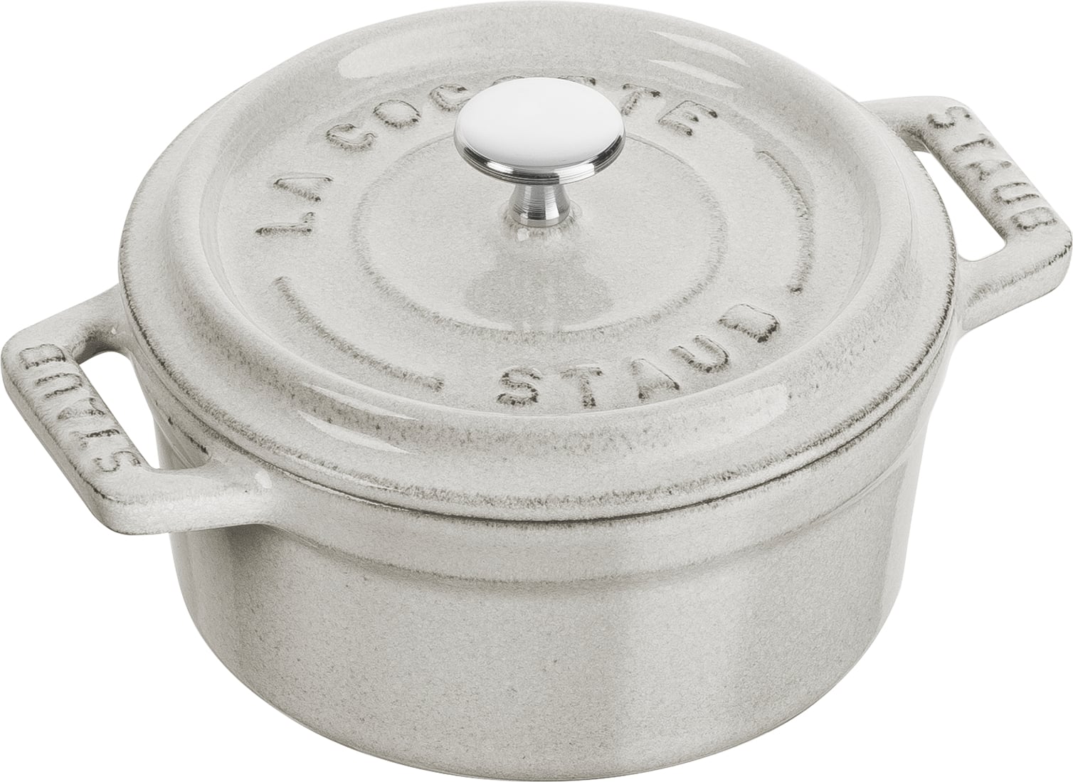 Mini Cocotte Topf 250 ml weißer Trüffel aus Gusseisen gefertigt