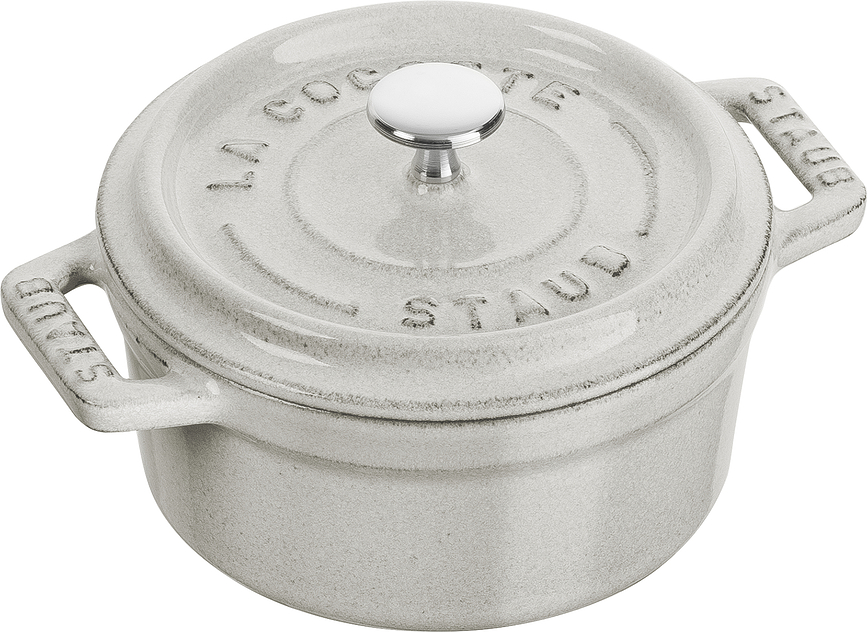 Mini Cocotte Topf 250 ml weißer Trüffel aus Gusseisen gefertigt
