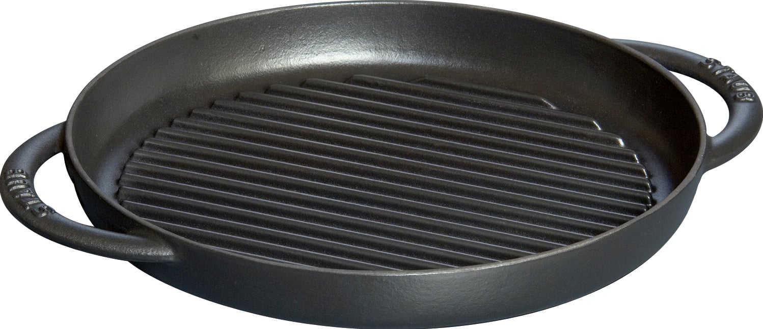 Patelnia grillowa Staub 26 cm czarna z dwoma uchwytami
