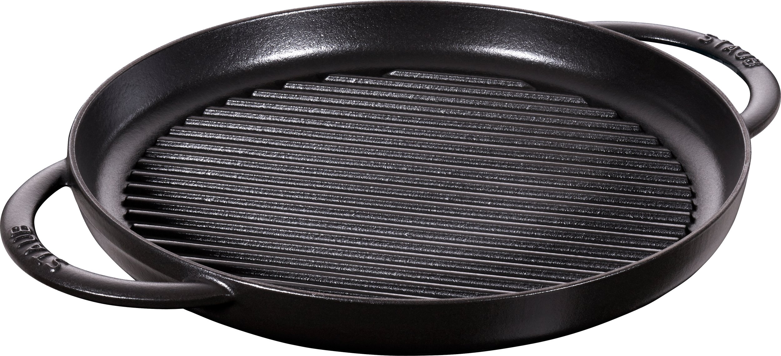 Patelnia grillowa Staub 30 cm czarna z dwoma uchwytami