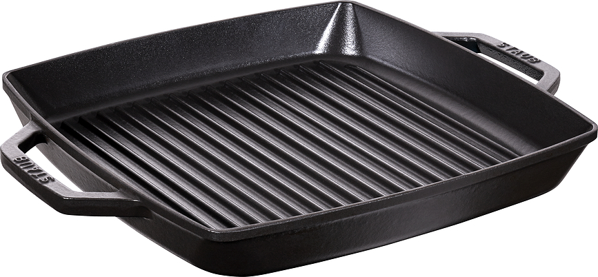 Patelnia grillowa Staub kwadratowa 33 cm żeliwna z dwoma uchwytami