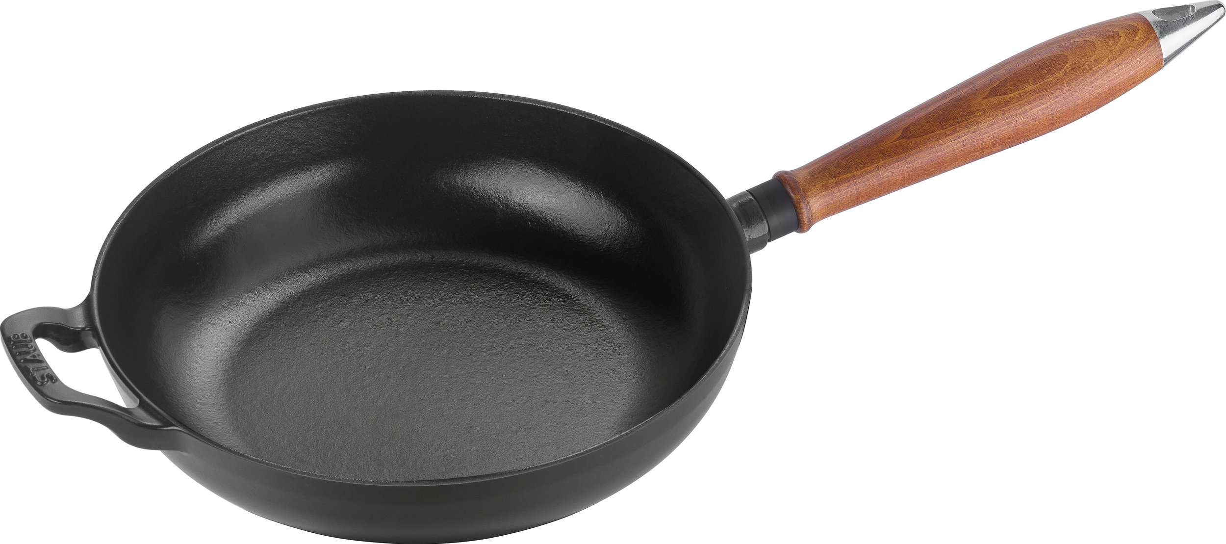 Patelnia Staub 24 cm żeliwna z drewnianym uchwytem