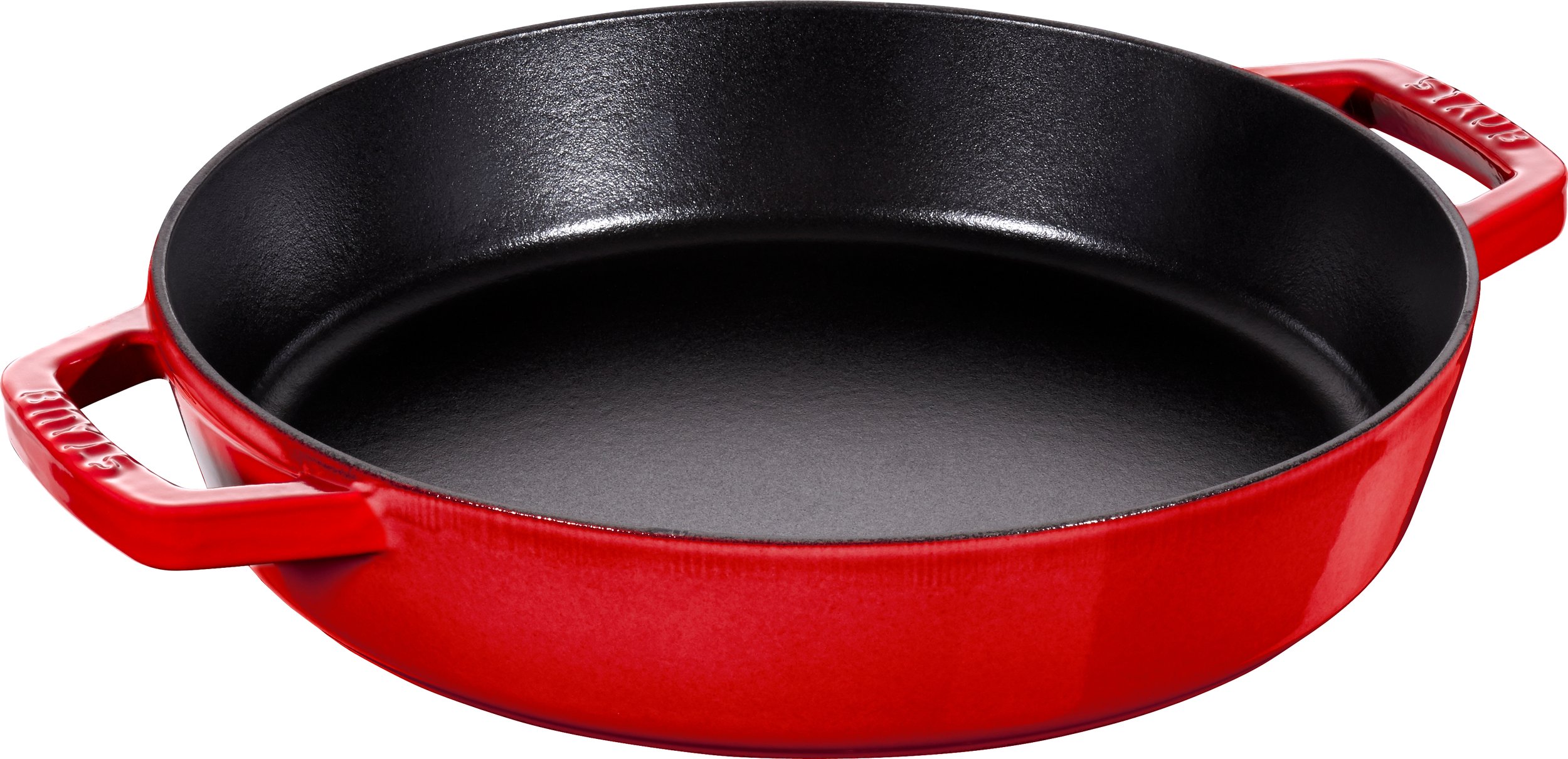 Patelnia Staub 34 cm czerwona z dwoma uchwytami