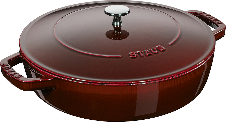 Staub Βαθύ Τηγάνι με δύο λαβές, 28 cm, γρεναδίνης, με καπάκι