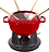 Staub Fonduegryta 18 cm, röd, 10 delar