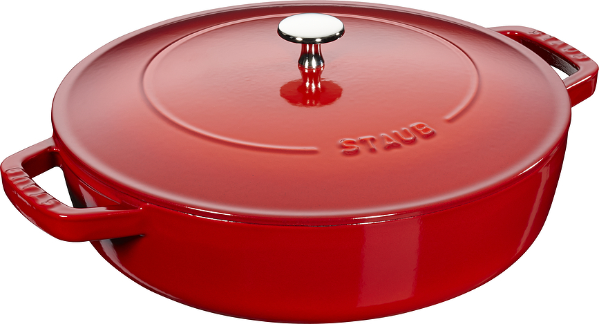 Staub Globoka ponev, z dvema ročajema, s pokrovom, 24 cm, rdeča