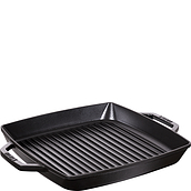 Staub Grill pan 33 cm square black cast iron two-handled