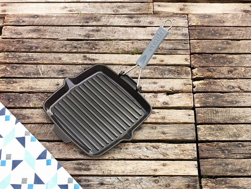 Staub Grill Tava kvadratna crna lijevano željezo 24 cm