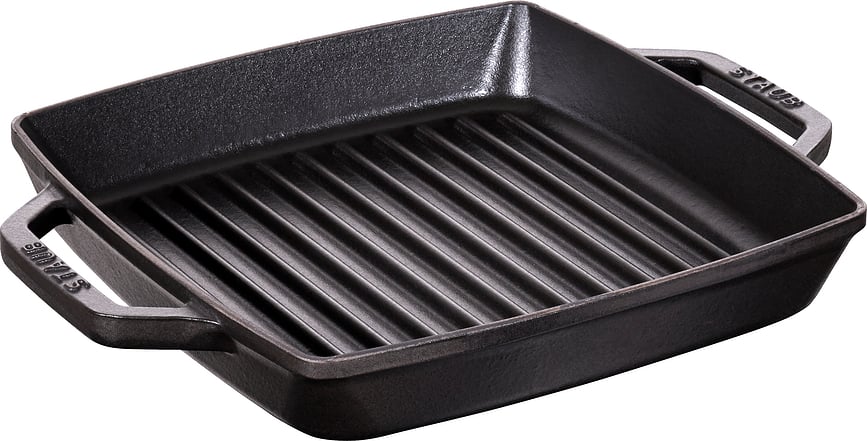 Staub Grillpfanne 23 cm quadratisch aus Gusseisen mit zwei Griffen