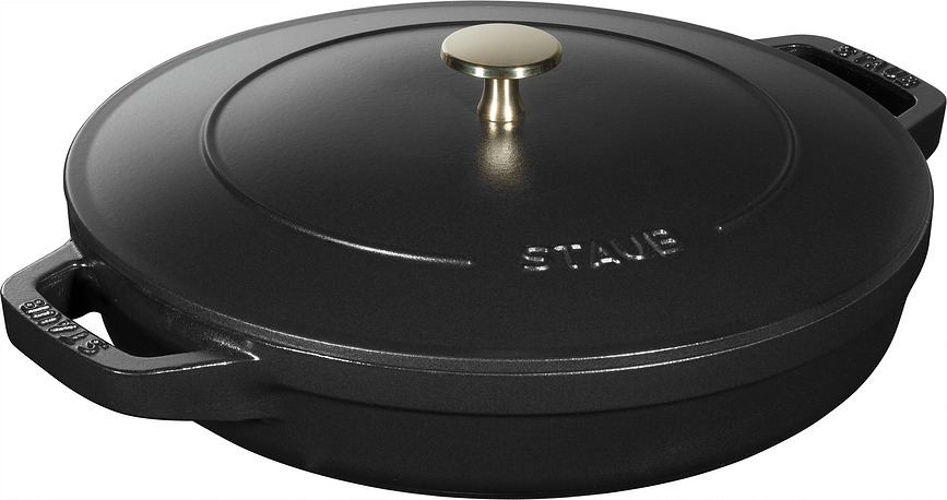 Staub gryde 24 cm, rød, med pande og låg, 3 dele