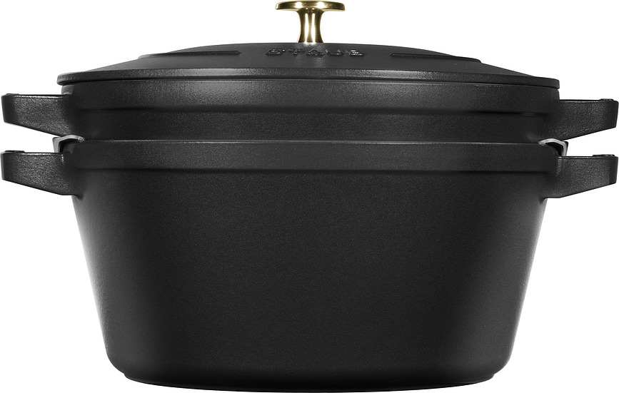 Staub gryde 24 cm, rød, med pande og låg, 3 dele