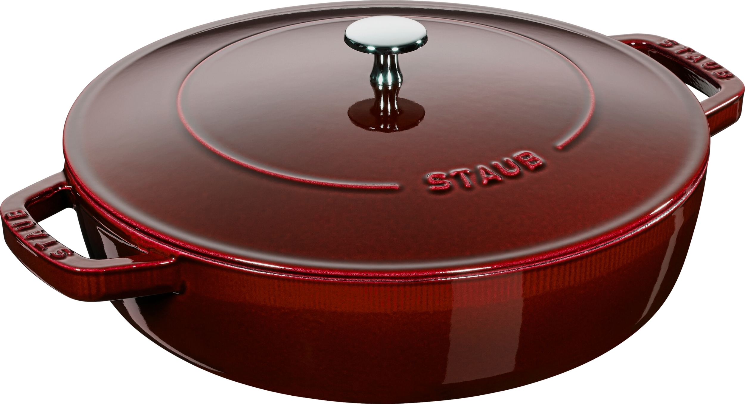 Staub Pfanne 24 cm tief Grenadine mit zwei Griffen und einem Deckel
