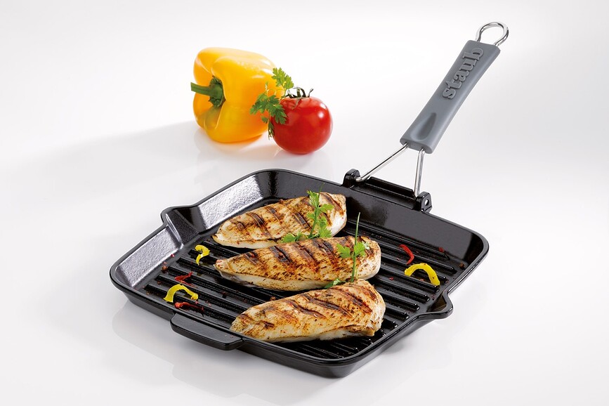 Staub Poêle à griller carrée 24 cm, en fonte, noire
