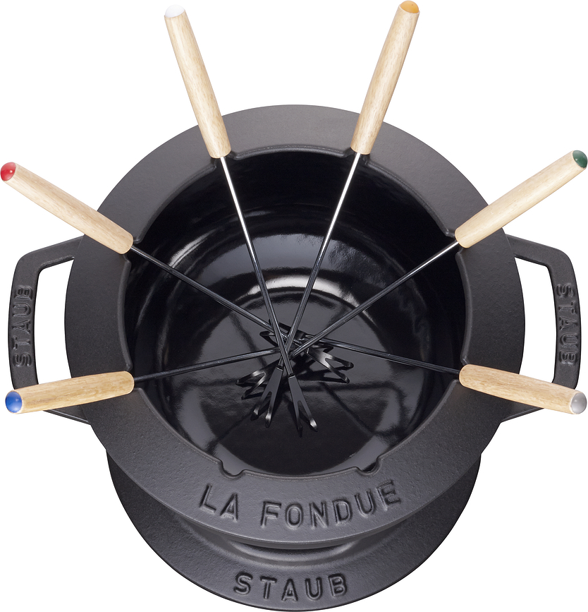 Staub Set à Fondue, 18 cm, noir, Set 10 pièces